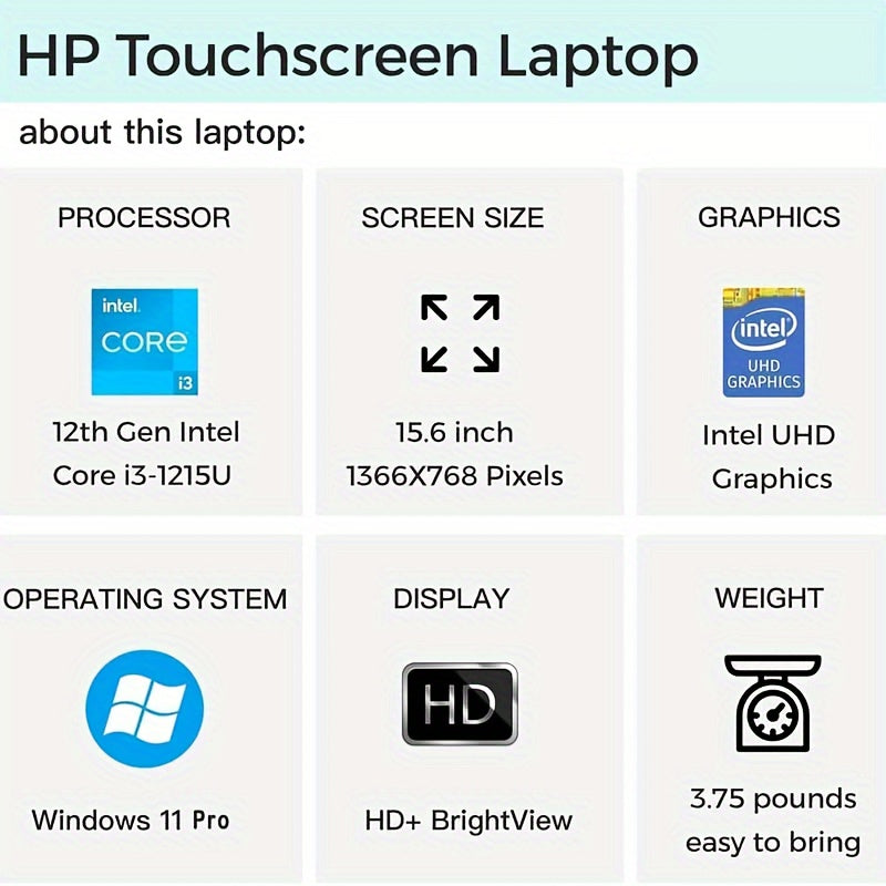 HP 2024 15.6'' Newest Business Touchscreen Ultra Lightweight Laptop.