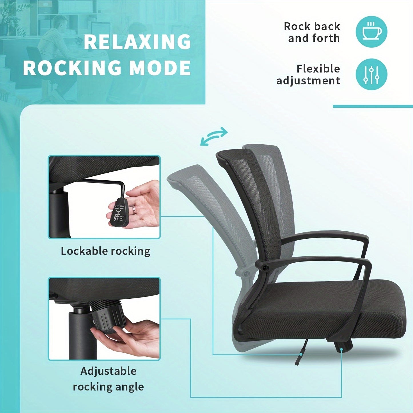 1pc Ergonomic Lumbar Support Adjustable Swivel Office Chair.