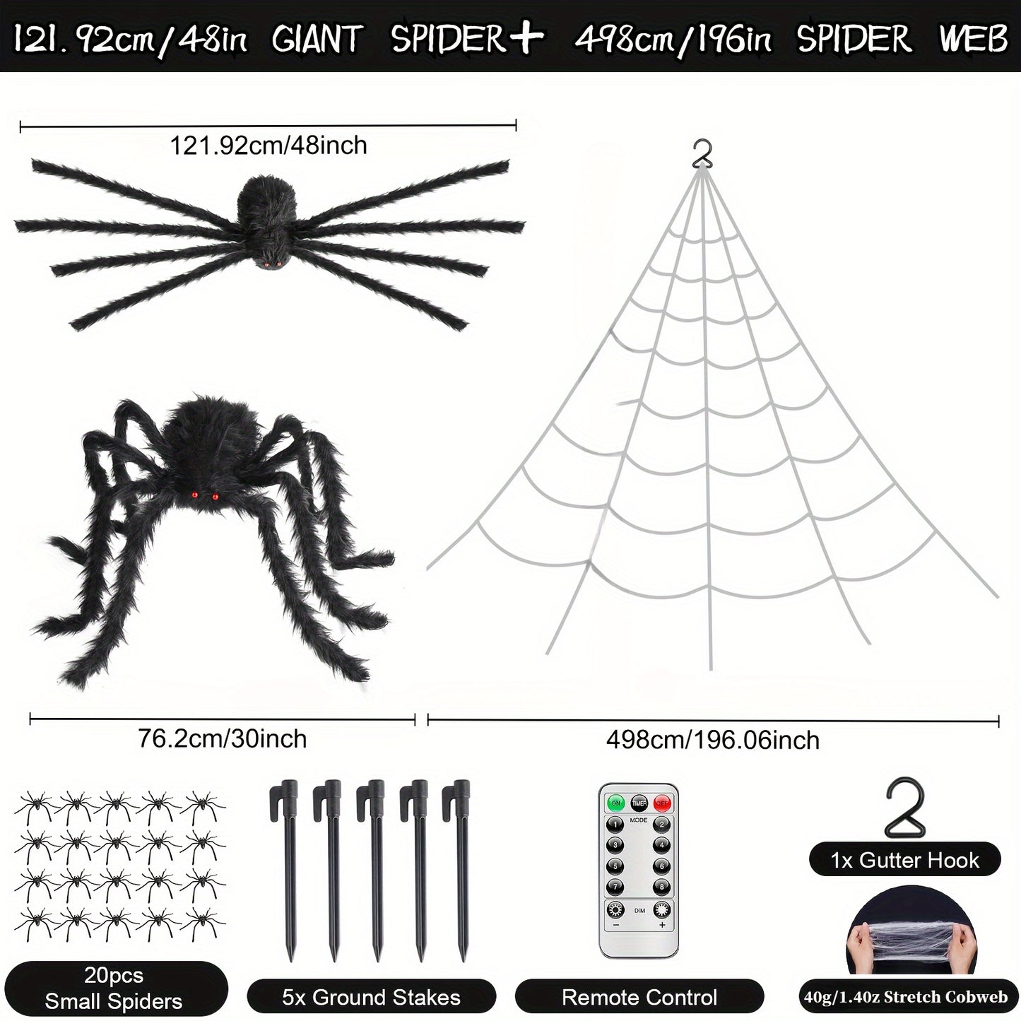 Frightening 48-inch Big Spider Suitable for Indoor and Outdoor.