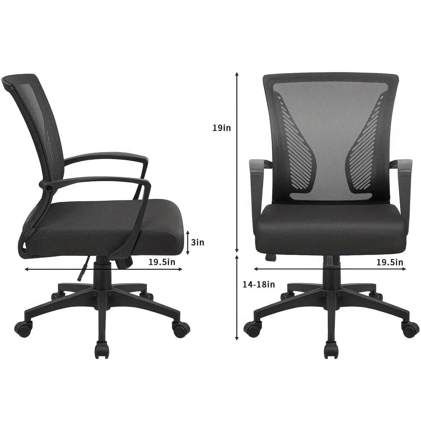 1pc Ergonomic Lumbar Support Adjustable Swivel Office Chair.