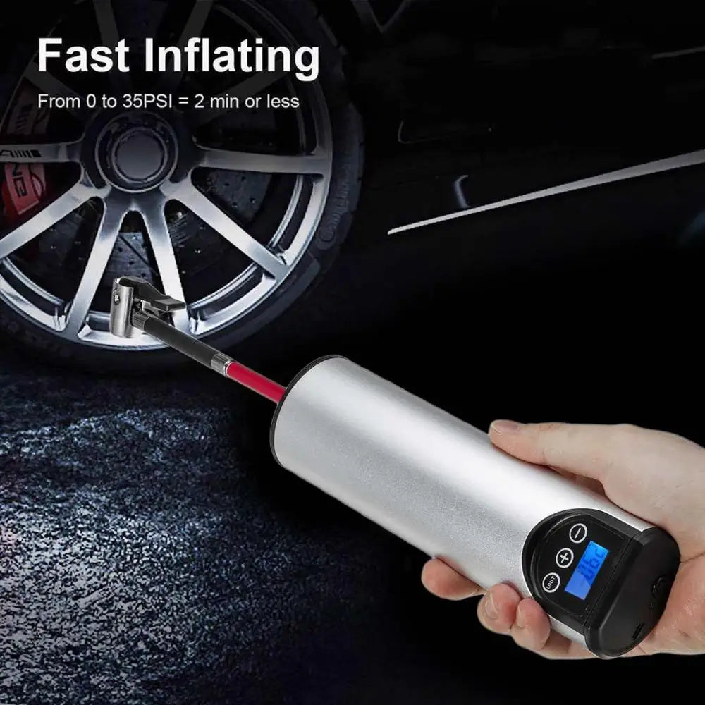 Wireless Portable Air Pump With Tire Pressure LCD Display For Bikes/Cars.