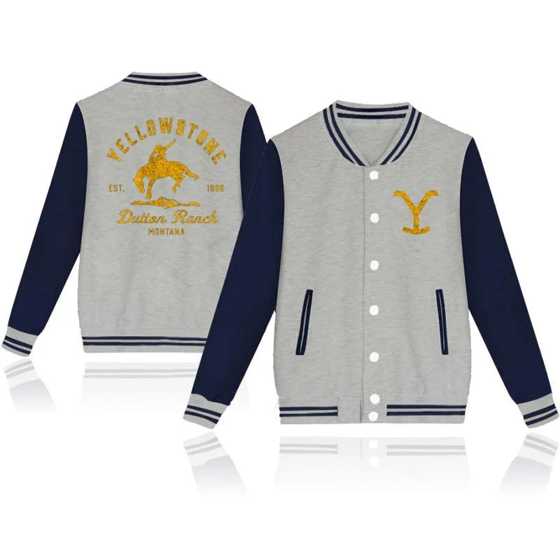 Classic Fashion Yellowstone Dutton Ranch Baseball Jersey Sweatshirt Jacket.