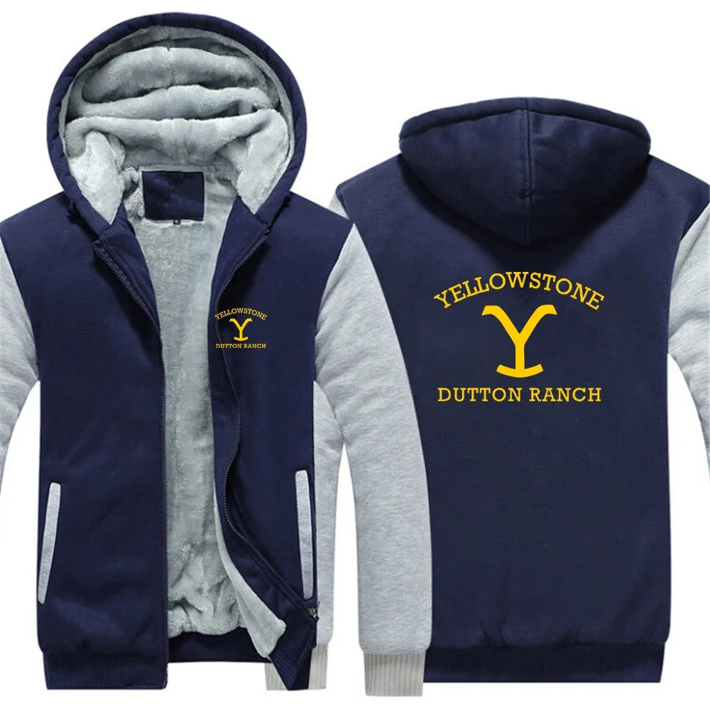 2024 Yellowstone Dutton Ranch TV Series Logo Long Sleeve Casual Hoodie.