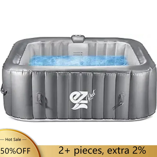 6 Person Square Inflatable Outdoor Portable Hot Tub.