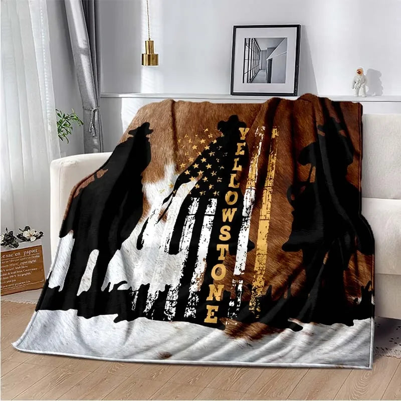 Yellowstone TV Series Warm Flannel Throw Blanket For Living Room, Bedroom, Sofa, Office Gifts, Etc.