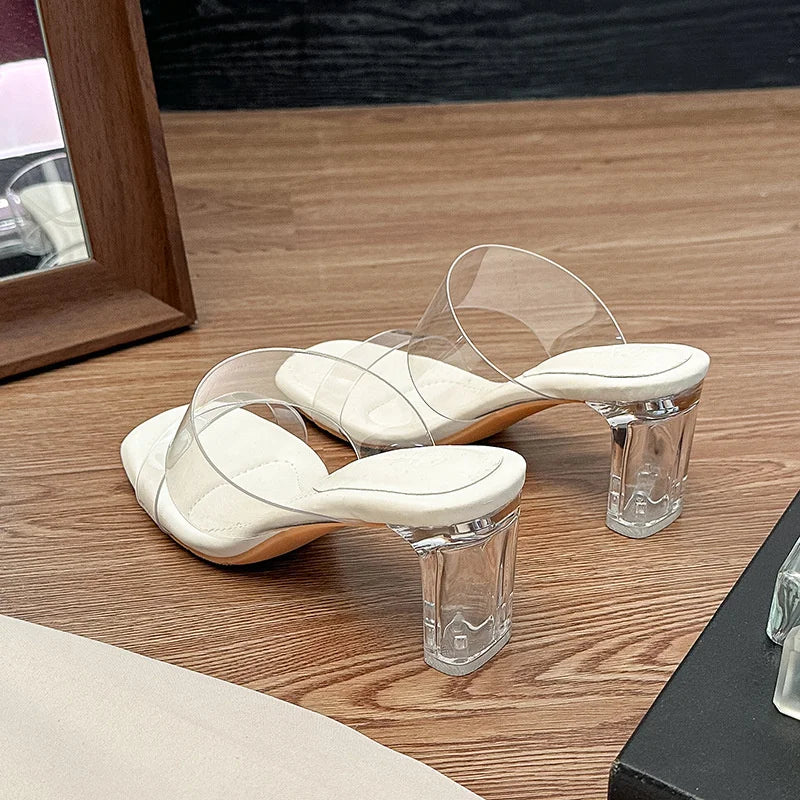 Comfortable Transparent Women 2024 Summer High Heels Fashion Sandals'