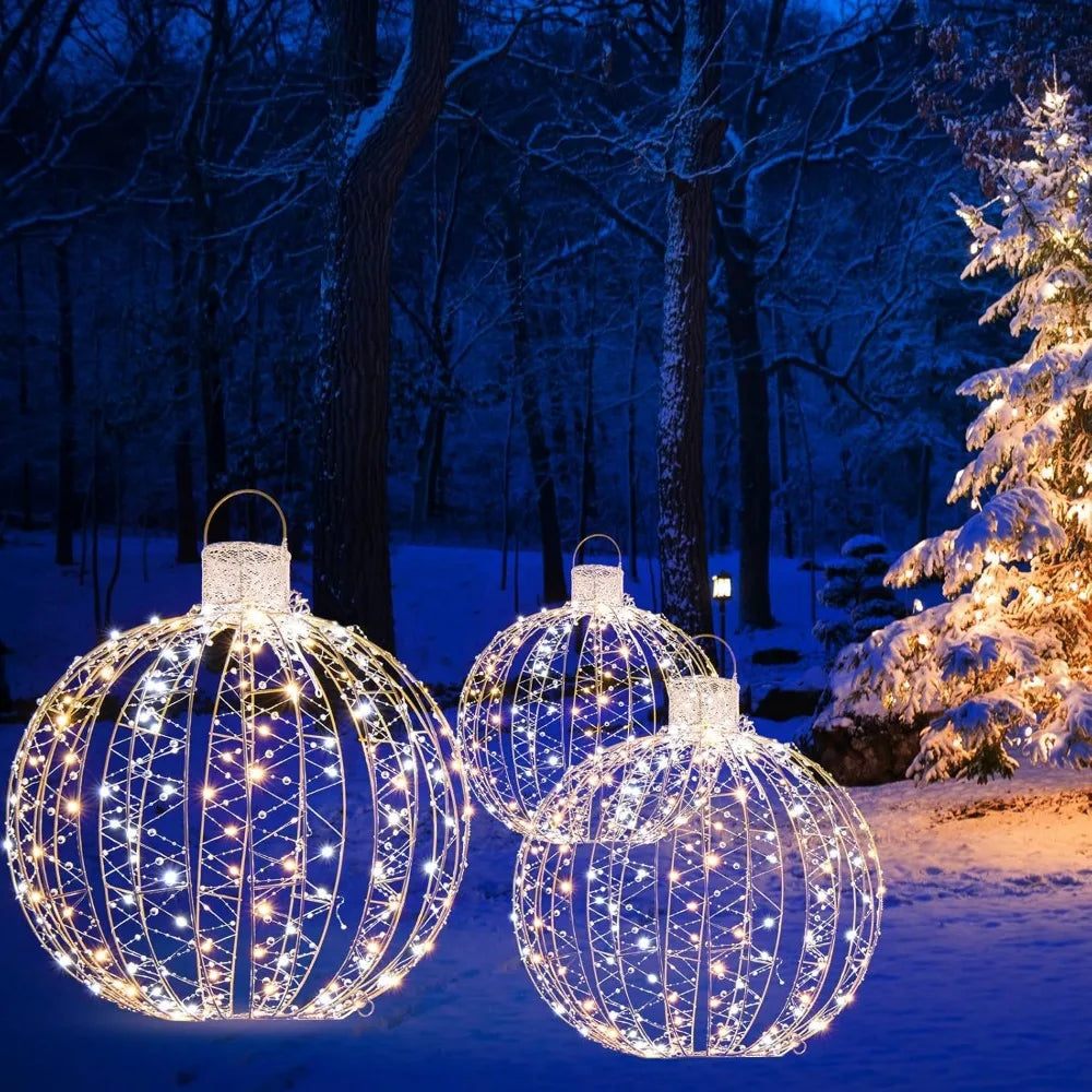 3 Pack LED Warm White Christmas Ball Lighted Sphere.