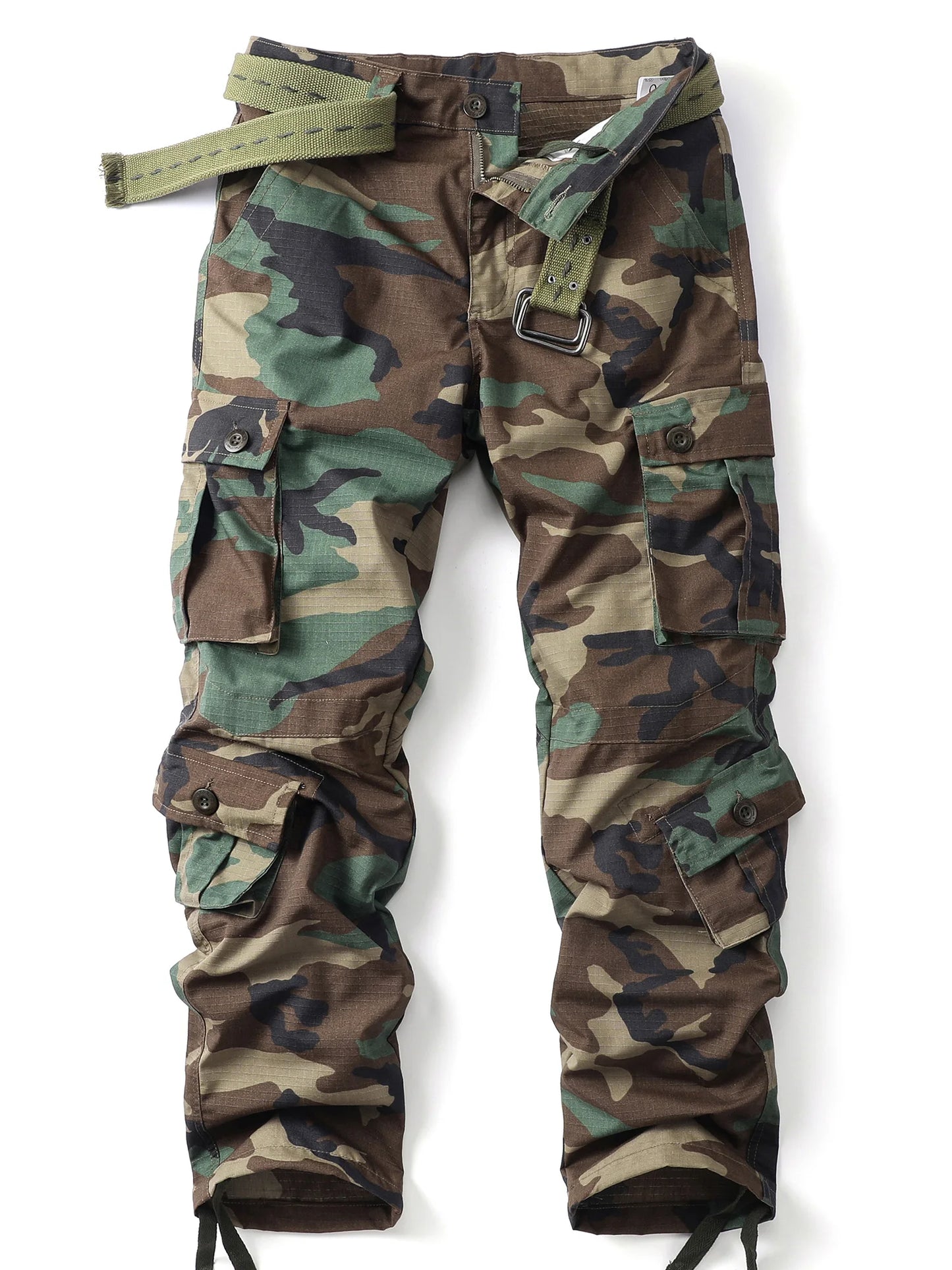 Loose Straight Leg Camo Cargo Pants For Men.