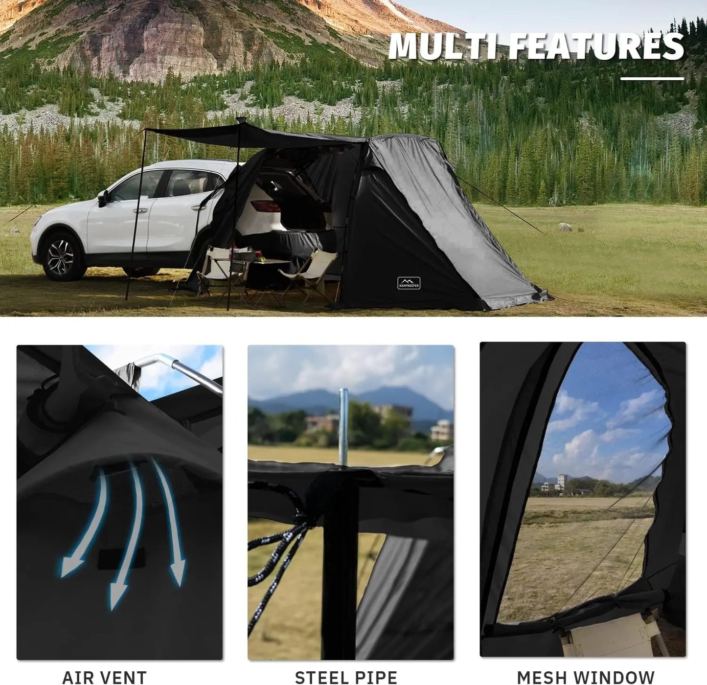 Tailgate Shade Camping Awning For SUV Traveling.