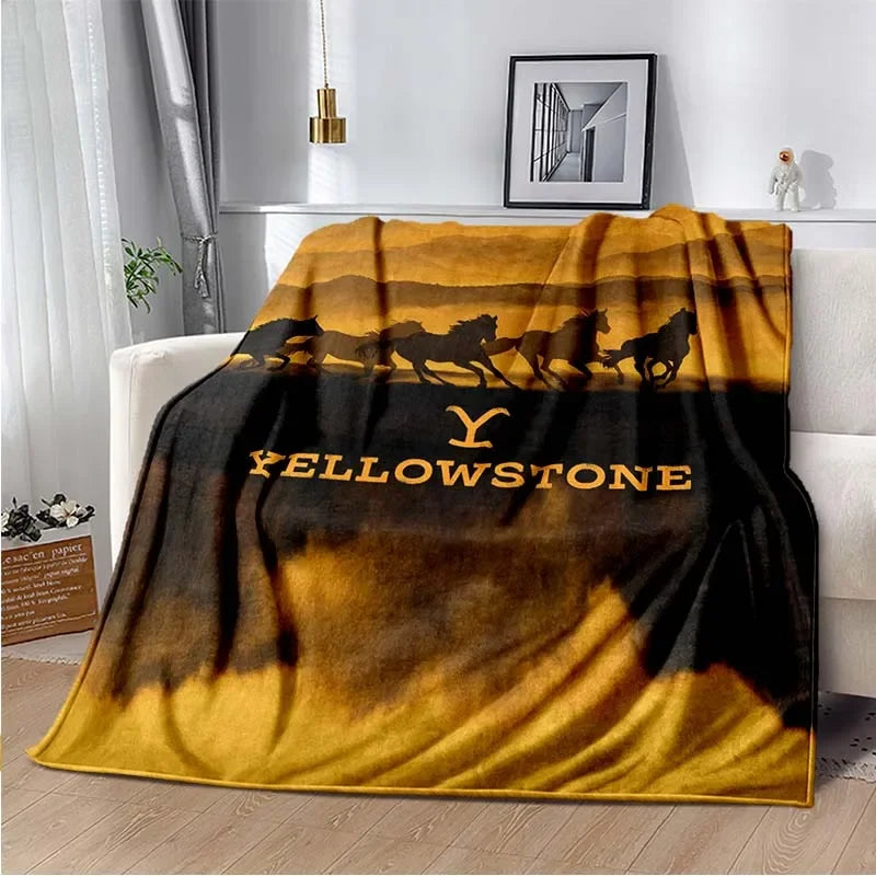 Yellowstone TV Series Warm Flannel Throw Blanket For Living Room, Bedroom, Sofa, Office Gifts, Etc.