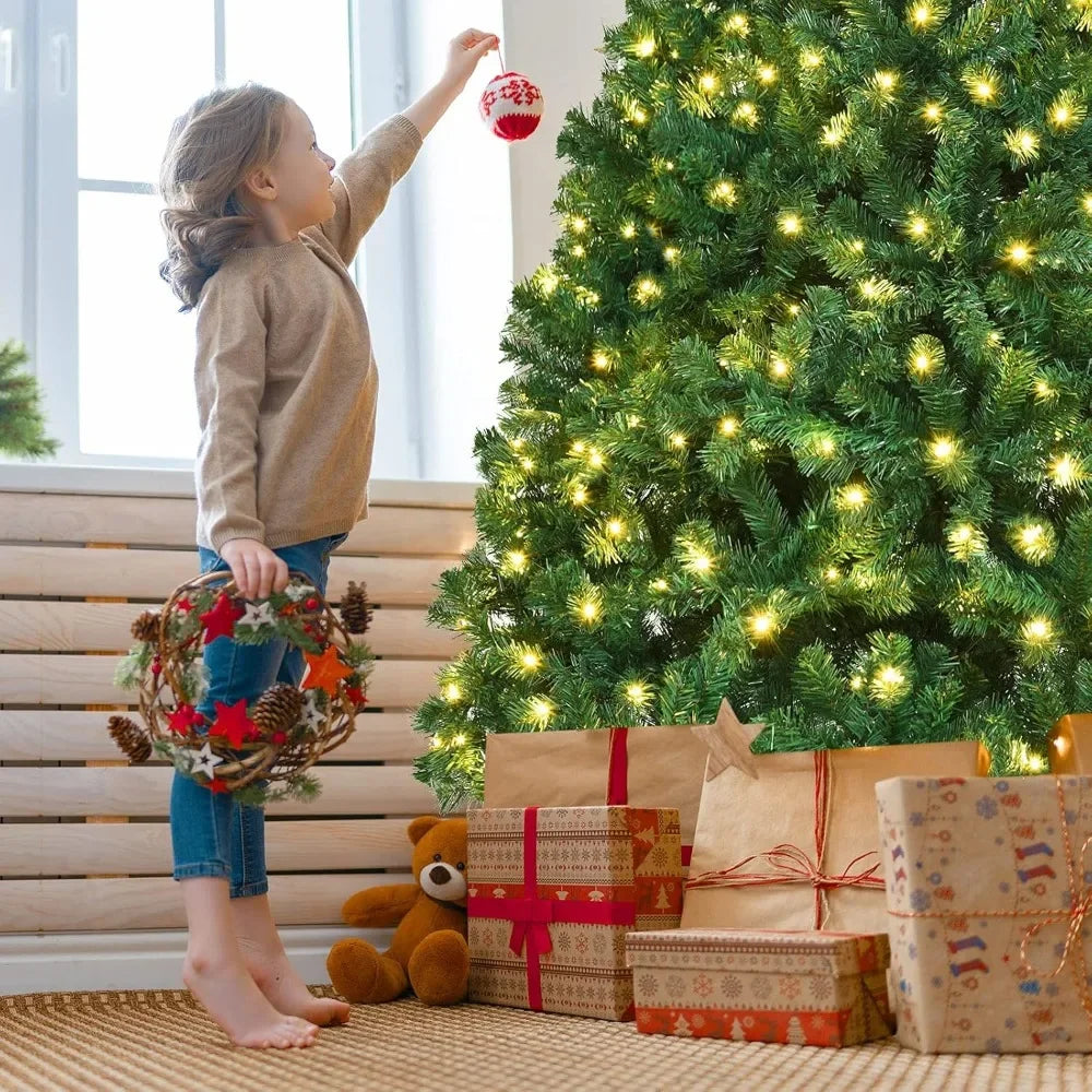 Indoor Christmas Tree With Warm White LED Lights, Metal Hinge, and Easy Set Up.