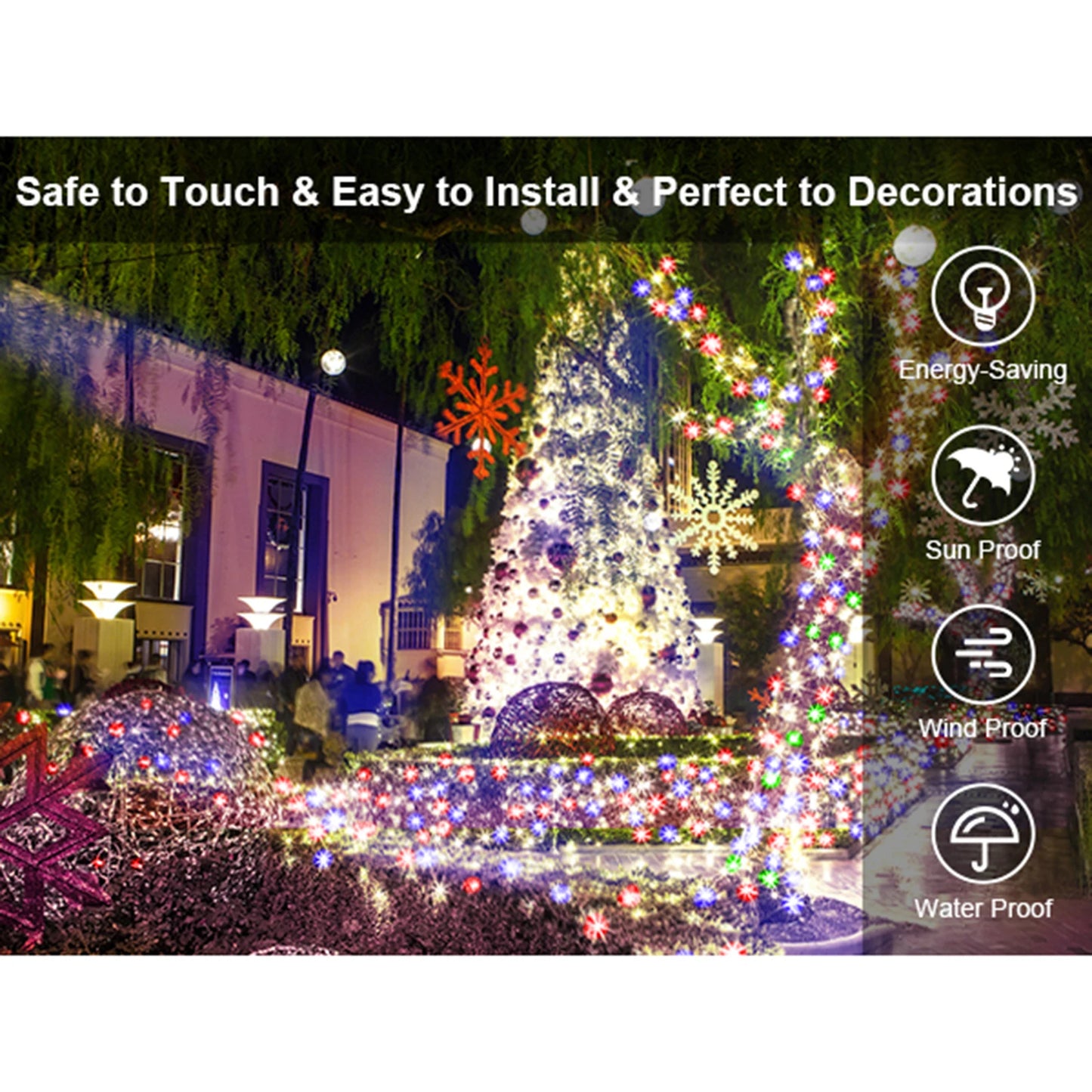 197 FT 580 LED Waterproof String Of Outdoor Christmas Lights With 8 Modes.