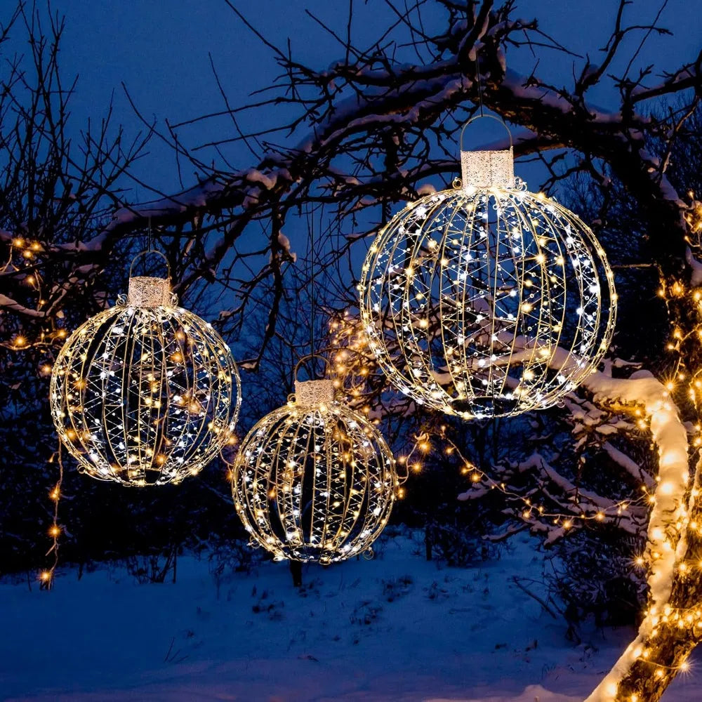 3 Pack LED Warm White Christmas Ball Lighted Sphere.