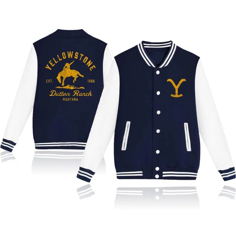 Classic Fashion Yellowstone Dutton Ranch Baseball Jersey Sweatshirt Jacket.