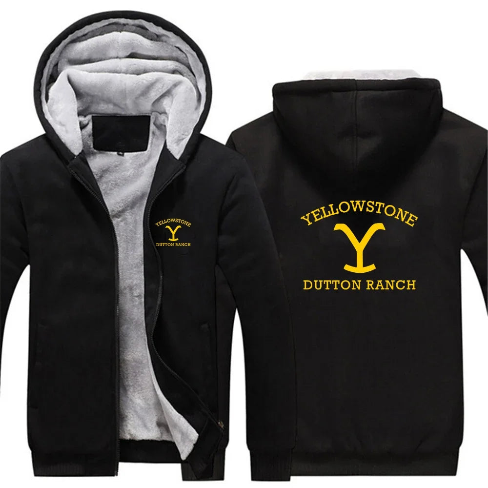 2024 Yellowstone Dutton Ranch TV Series Logo Long Sleeve Casual Hoodie.