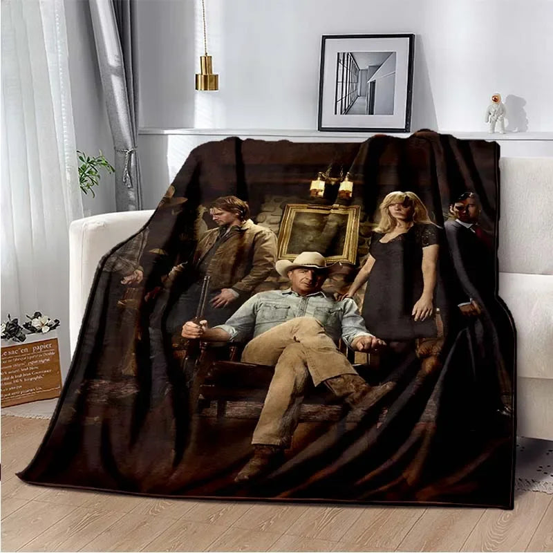 Yellowstone TV Series Warm Flannel Throw Blanket For Living Room, Bedroom, Sofa, Office Gifts, Etc.