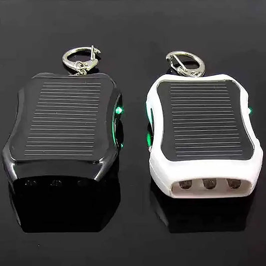 Keychain Solar Battery Charger With 3 LED Flashlight.