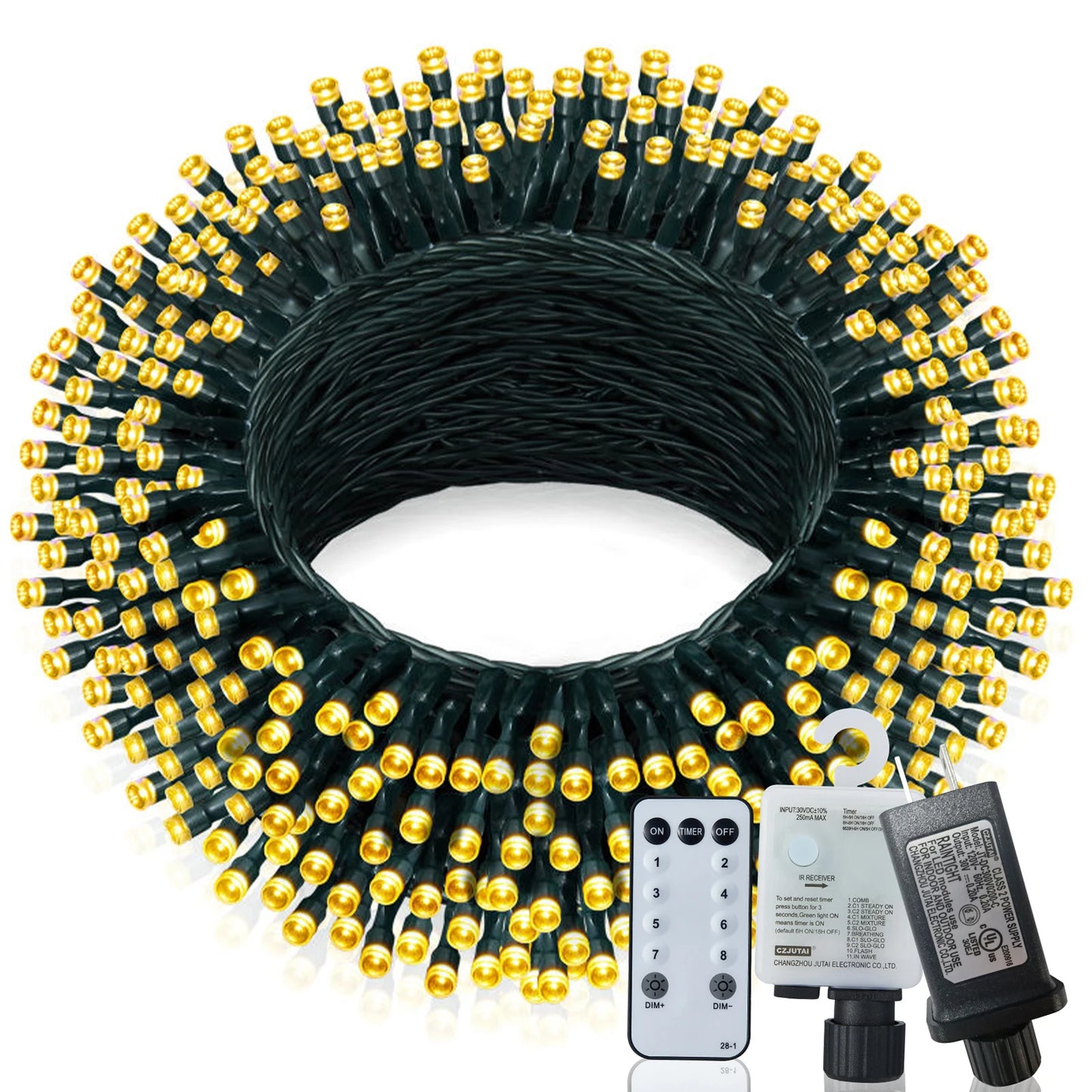 197 FT 580 LED Waterproof String Of Outdoor Christmas Lights With 8 Modes.