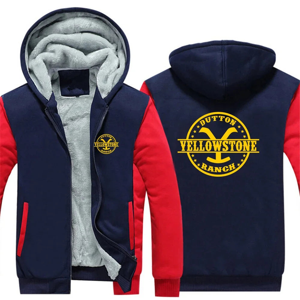 2024 Yellowstone Dutton Ranch TV Series Logo Long Sleeve Casual Hoodie.