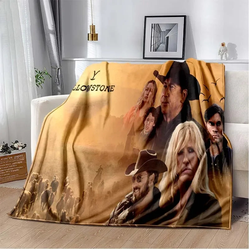 Yellowstone TV Series Warm Flannel Throw Blanket For Living Room, Bedroom, Sofa, Office Gifts, Etc.