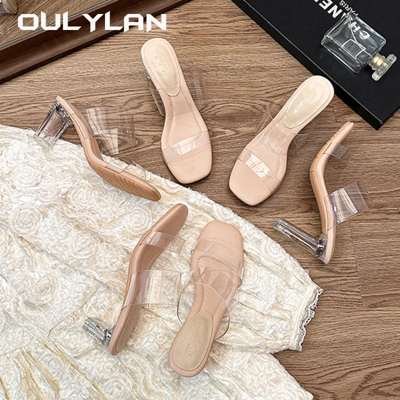 Comfortable Transparent Women 2024 Summer High Heels Fashion Sandals'