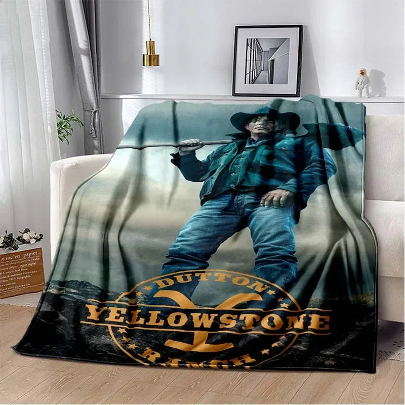 Yellowstone TV Series Warm Flannel Throw Blanket For Living Room, Bedroom, Sofa, Office Gifts, Etc.