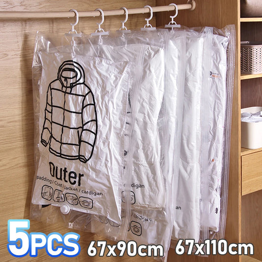 Clothing Hanging Vacuum Sealed Storage Bags For Seasonal Storing.