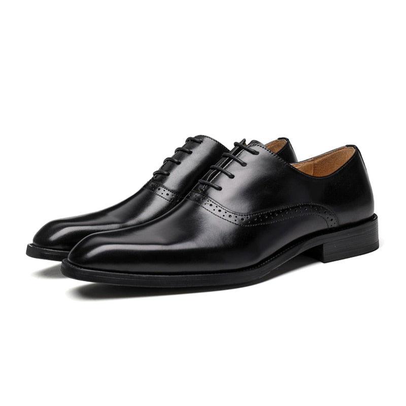 Genuine Leather Luxury Business Dress Shoes Bullock Black Lace 
up