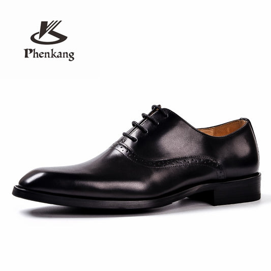 Genuine Leather Luxury Business Dress Shoes Bullock Black Lace 
up